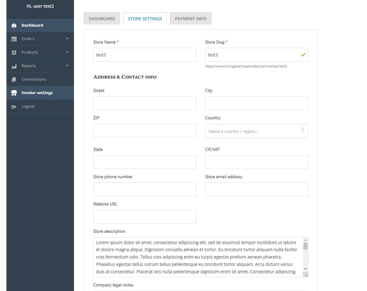 Vendor Portal - Vendor Settings Store Settings Vendor Portal Store Settings